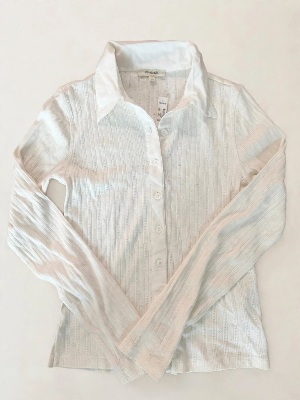 Madewell White Eyelet Button-Down Shirt — Size S